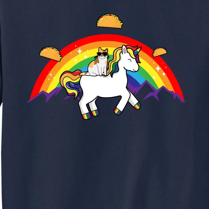 Magical Unicorn Cat Taco Rainbow Tall Sweatshirt