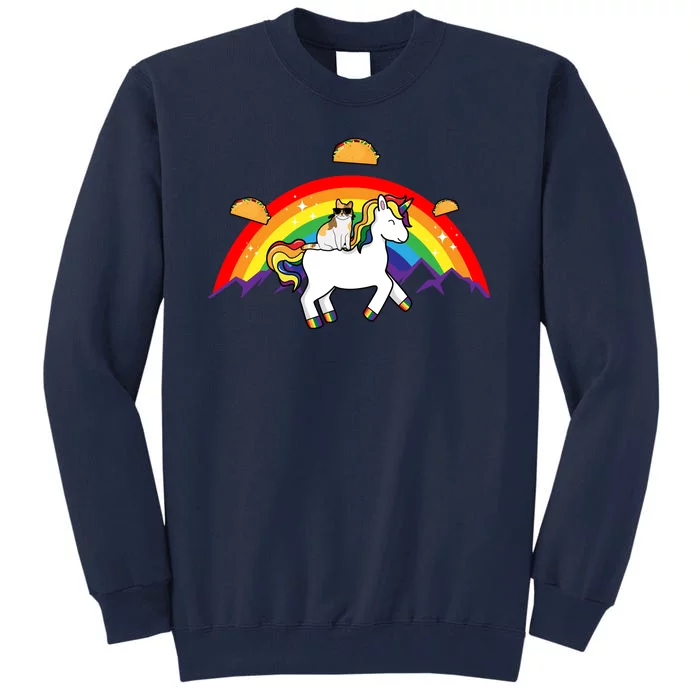 Magical Unicorn Cat Taco Rainbow Tall Sweatshirt