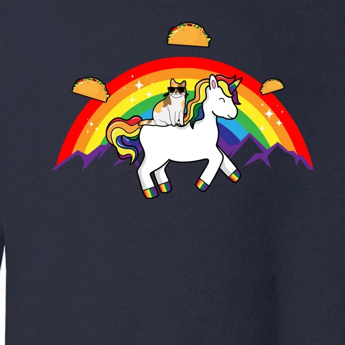 Magical Unicorn Cat Taco Rainbow Toddler Sweatshirt