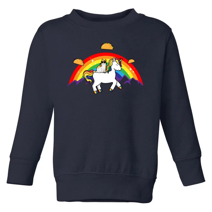 Magical Unicorn Cat Taco Rainbow Toddler Sweatshirt