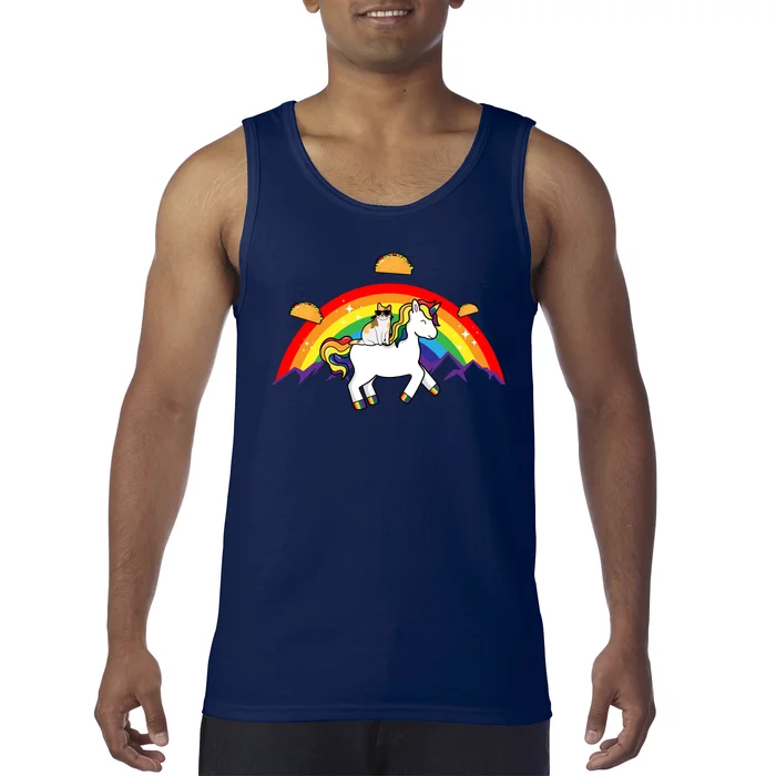 Magical Unicorn Cat Taco Rainbow Tank Top