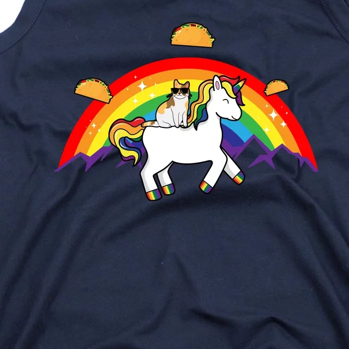 Magical Unicorn Cat Taco Rainbow Tank Top