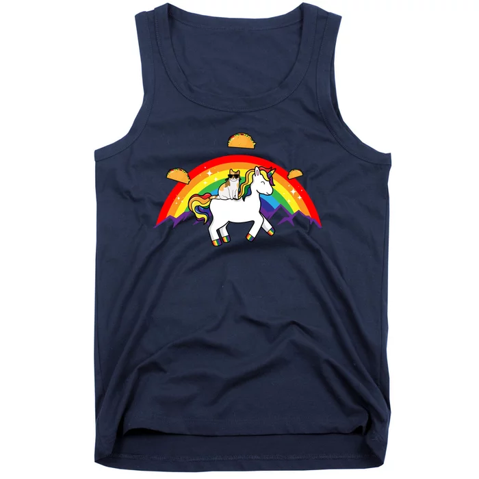 Magical Unicorn Cat Taco Rainbow Tank Top