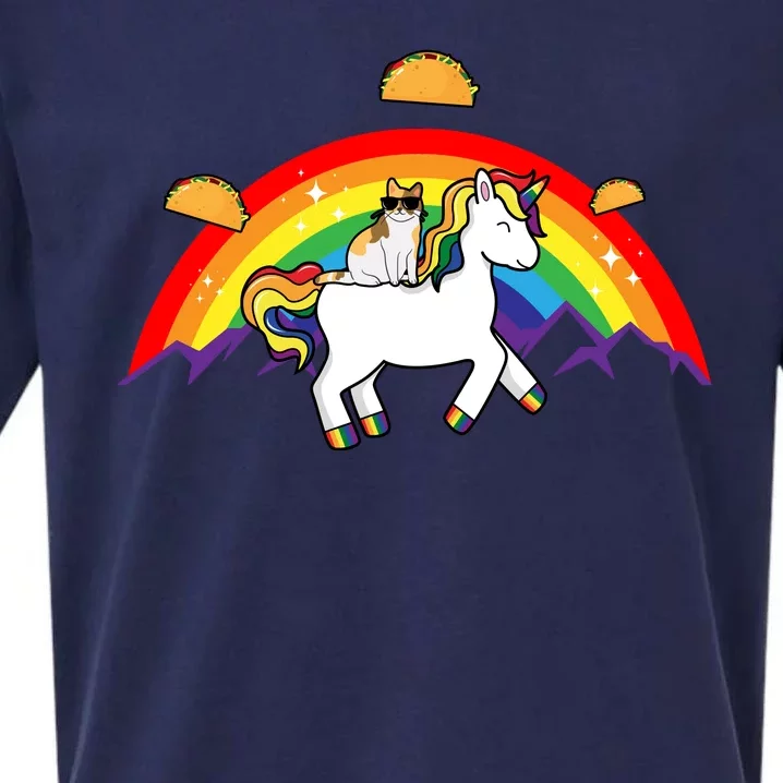 Magical Unicorn Cat Taco Rainbow Sueded Cloud Jersey T-Shirt