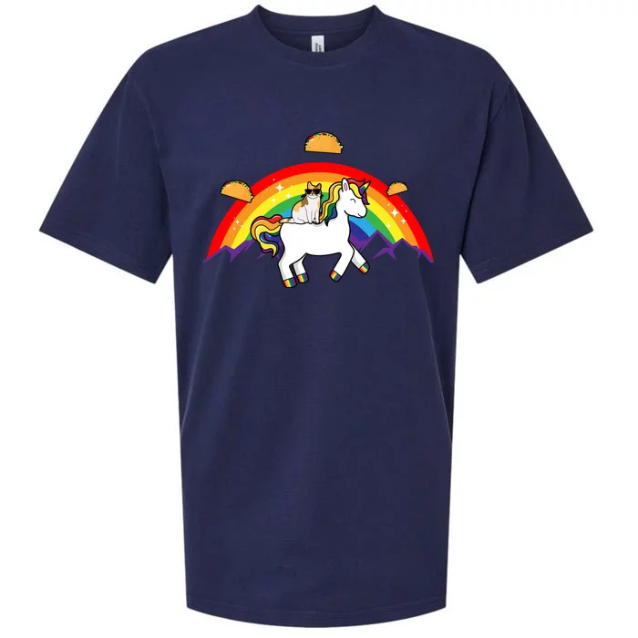 Magical Unicorn Cat Taco Rainbow Sueded Cloud Jersey T-Shirt