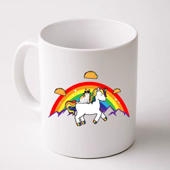 Magical Unicorn Cat Taco Rainbow Front & Back Coffee Mug