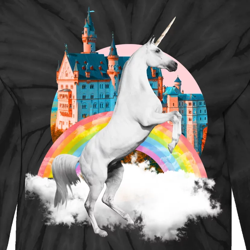 Magical Unicorn Castle Tie-Dye Long Sleeve Shirt