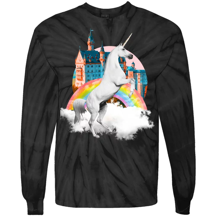 Magical Unicorn Castle Tie-Dye Long Sleeve Shirt