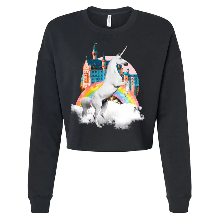 Magical Unicorn Castle Cropped Pullover Crew