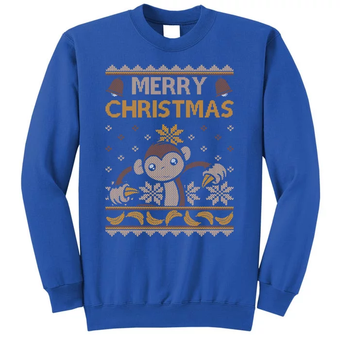 Monkey Ugly Christmas Jungle Gorilla Bananas Cute Gift Tall Sweatshirt