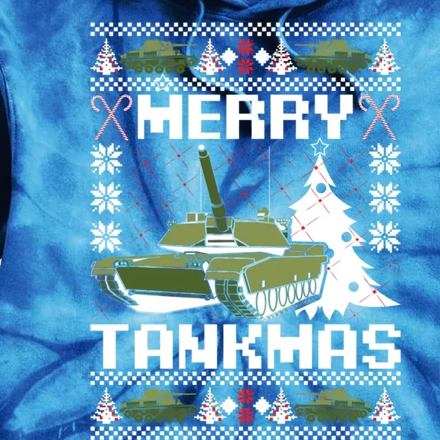 Military Ugly Christmas Funny Gift Merry Tankmas Holiday Gift Tie Dye Hoodie