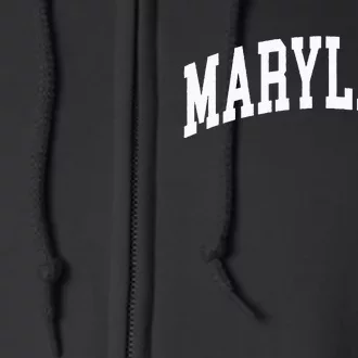 Maryland US College Font Proud American USA States Full Zip Hoodie