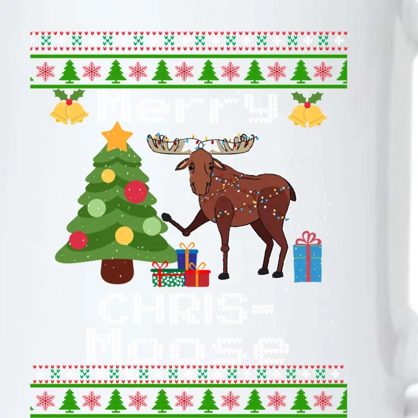 Moose Ugly Christmas Sweater Merry Chrismoose Funny Moose Funny Gift Black Color Changing Mug