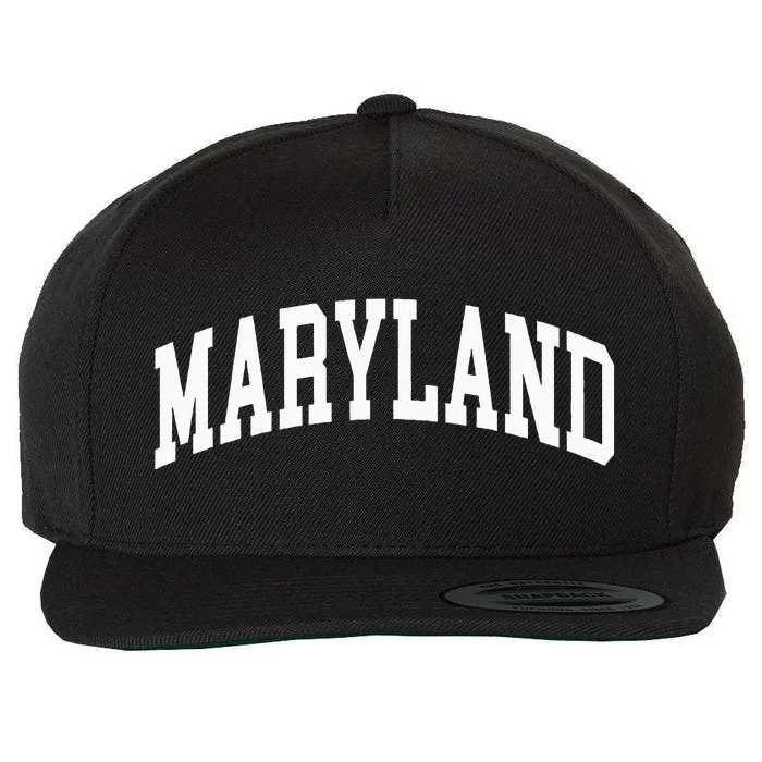 Maryland Us College Font Proud American Usa States Wool Snapback Cap