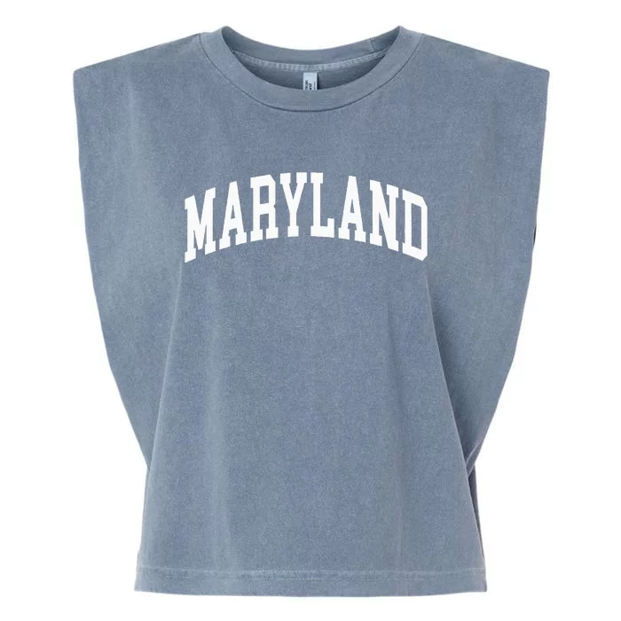 Maryland Us College Font Proud American Usa States Garment-Dyed Women's Muscle Tee