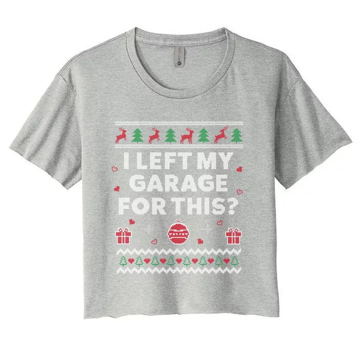 Mechanic Ugly Christmas Funny Garage Car Xmas Funny Gift Women's Crop Top Tee