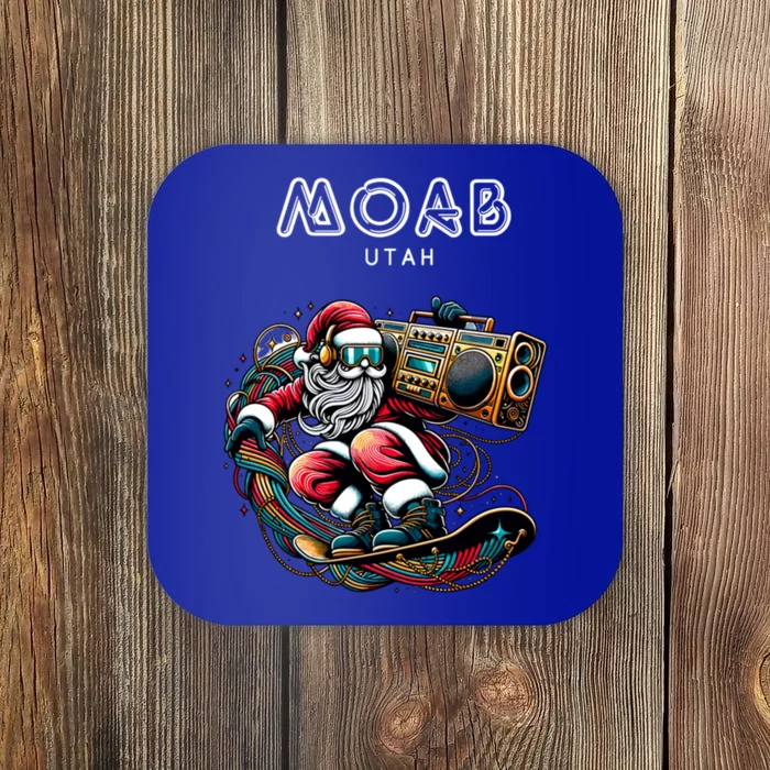 Moab Utah Cool Snowboard Christmas Santa Gift Coaster