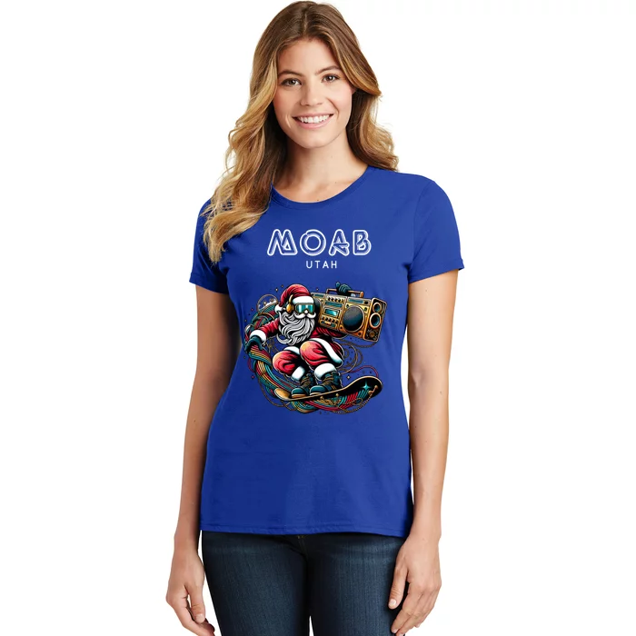 Moab Utah Cool Snowboard Christmas Santa Gift Women's T-Shirt