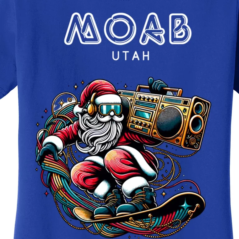 Moab Utah Cool Snowboard Christmas Santa Gift Women's T-Shirt