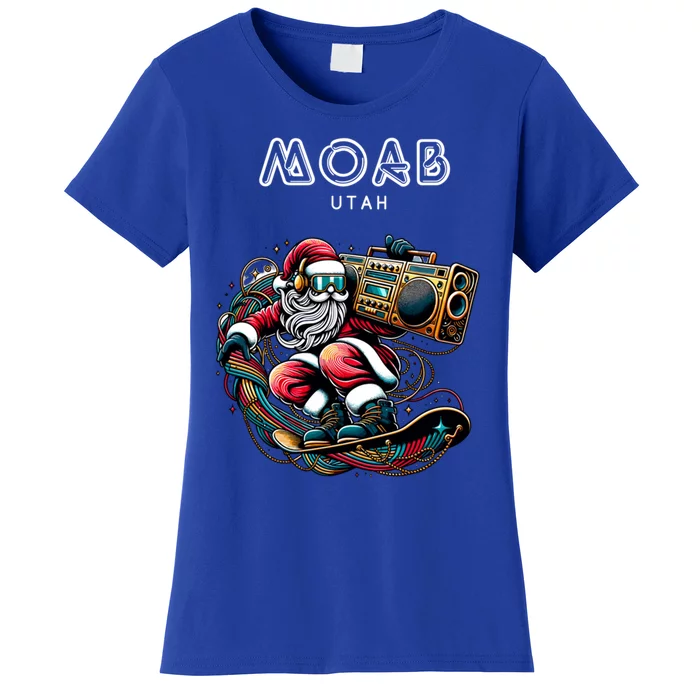 Moab Utah Cool Snowboard Christmas Santa Gift Women's T-Shirt