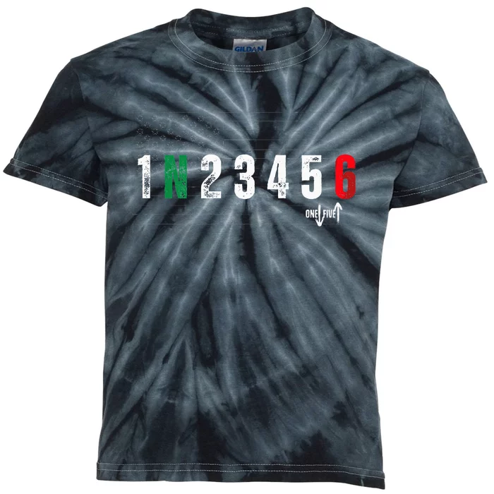 Motorcycle1N23456 Up Down Gear Shift Motorcyclist Motocross Kids Tie-Dye T-Shirt