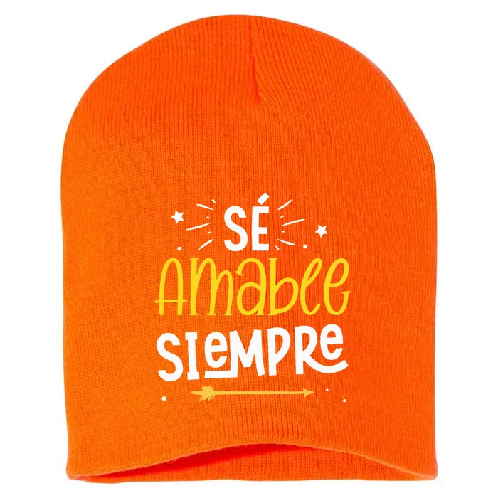 Matching Unity Day Orange Sé Amable Spanish Bilingual Kind Short Acrylic Beanie