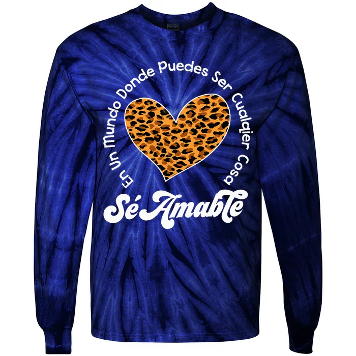 Matching Unity Day Orange Sé Amable Spanish Bilingual Kind Tie-Dye Long Sleeve Shirt