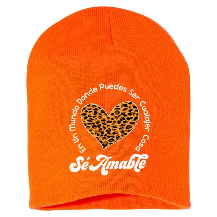 Matching Unity Day Orange Sé Amable Spanish Bilingual Kind Short Acrylic Beanie