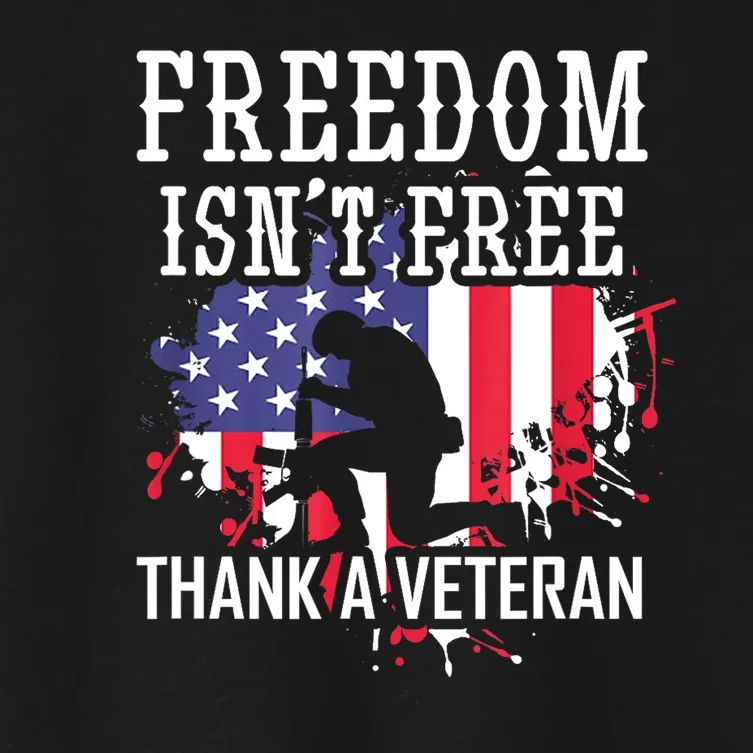 Military Us Flag Support Freedom Isnt Free Thank A Veteran Day Gift Women's Crop Top Tee