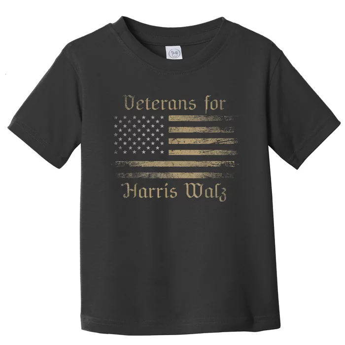 Military Us Flag Veterans For Harris Walz 2024 Vets Kamala Harris Gift Toddler T-Shirt