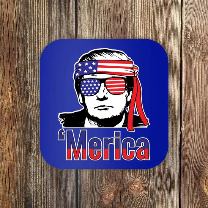 Merica Usa Flag Of President Trump Design Gift Coaster