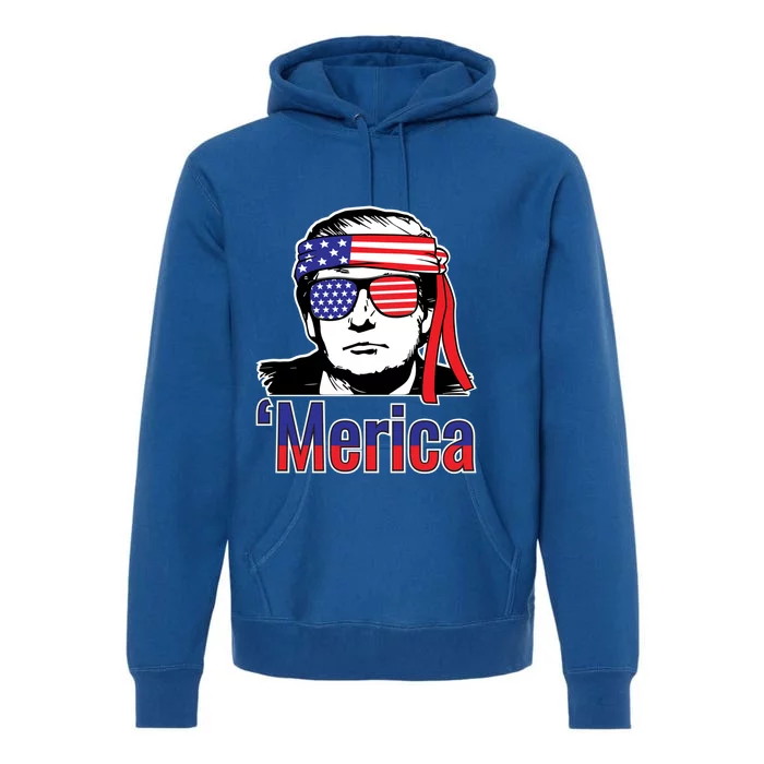 Merica Usa Flag Of President Trump Design Gift Premium Hoodie