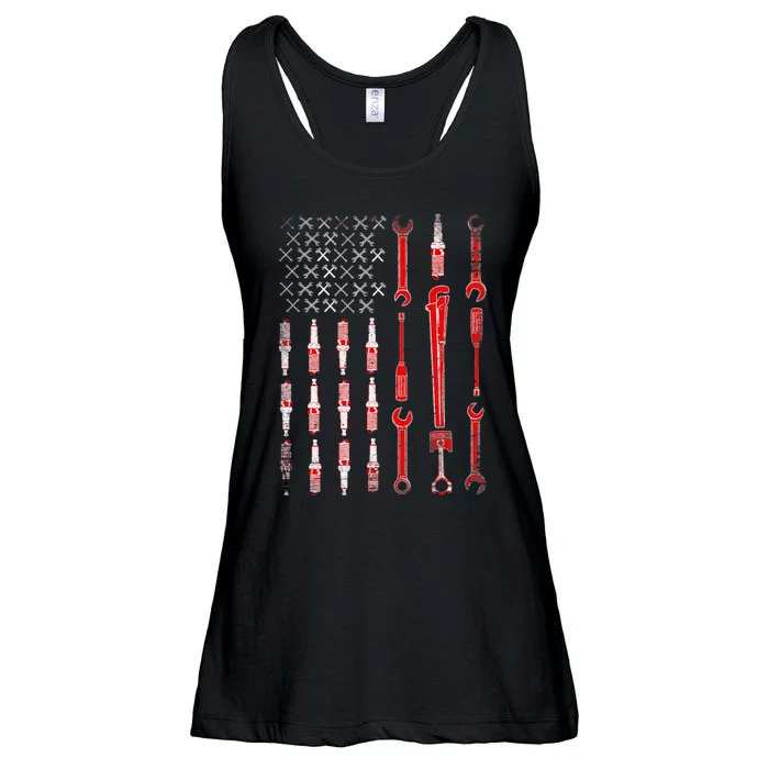 Mechanic USA Flag Ladies Essential Flowy Tank