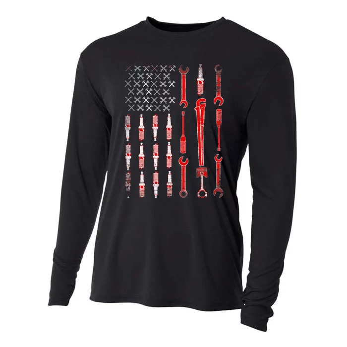 Mechanic USA Flag Cooling Performance Long Sleeve Crew