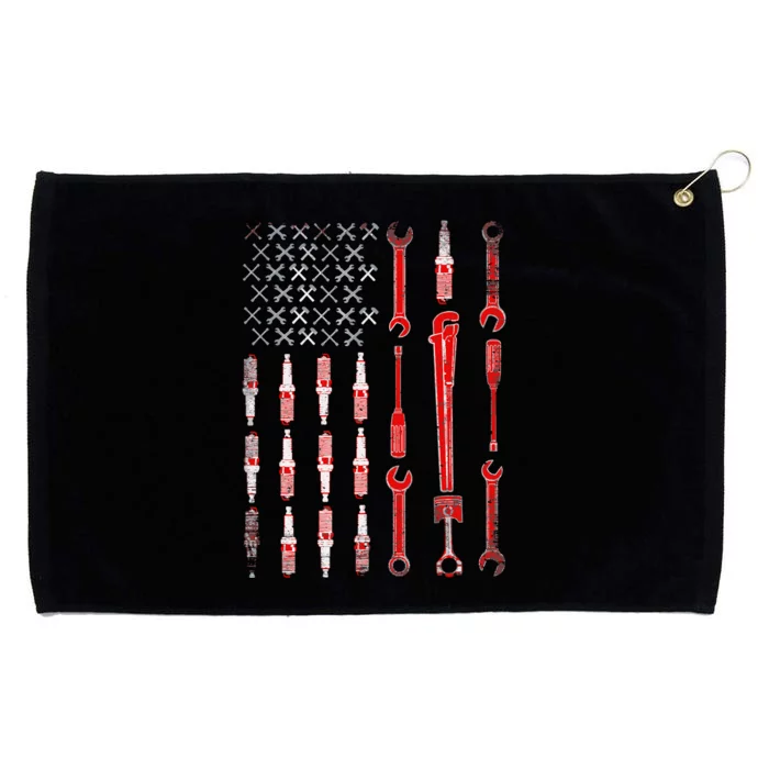 Mechanic USA Flag Grommeted Golf Towel