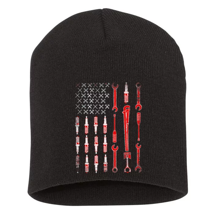 Mechanic USA Flag Short Acrylic Beanie