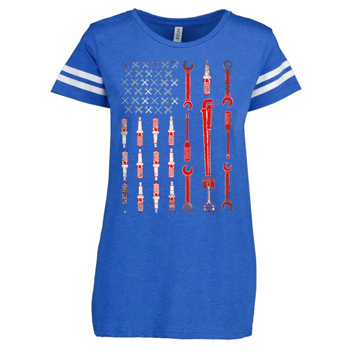 Mechanic USA Flag Enza Ladies Jersey Football T-Shirt