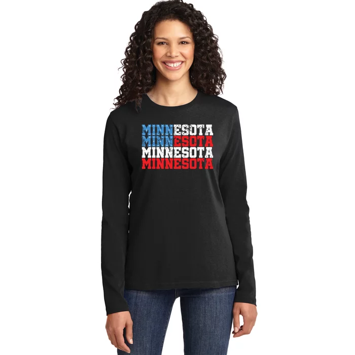 Minnesota Usa Flag Country Election Ladies Long Sleeve Shirt