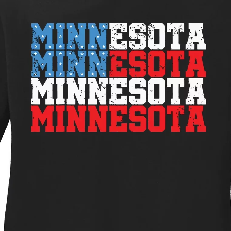 Minnesota Usa Flag Country Election Ladies Long Sleeve Shirt