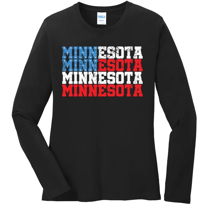 Minnesota Usa Flag Country Election Ladies Long Sleeve Shirt