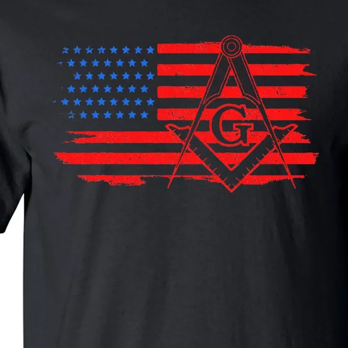 Mason Us Flag Square Compass Masonic Patriotic Freemason Tall T-Shirt