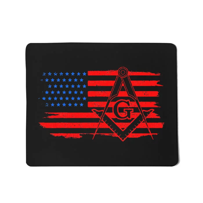 Mason Us Flag Square Compass Masonic Patriotic Freemason Mousepad