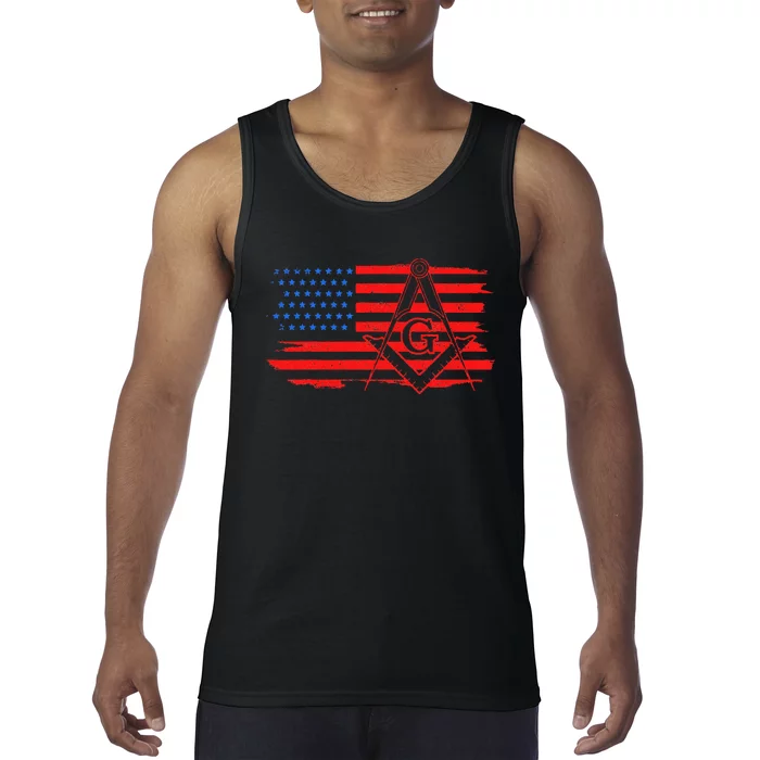 Mason Us Flag Square Compass Masonic Patriotic Freemason Tank Top