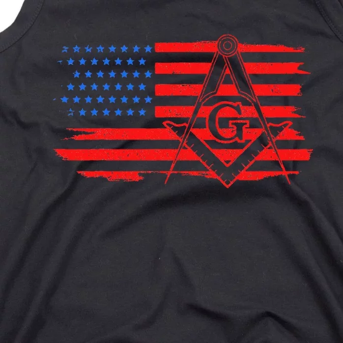 Mason Us Flag Square Compass Masonic Patriotic Freemason Tank Top