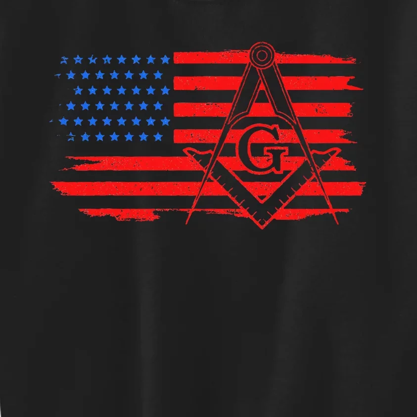 Mason Us Flag Square Compass Masonic Patriotic Freemason Kids Sweatshirt