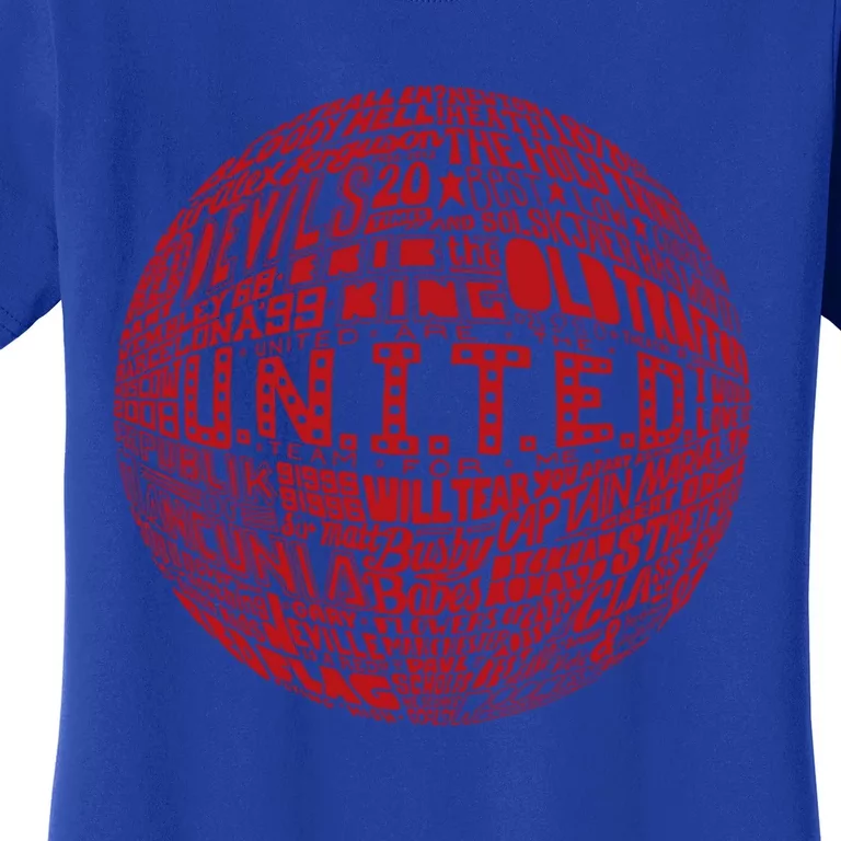 Manchester United Fc Gift Red Typography Football Print Meaningful Gift Women's T-Shirt