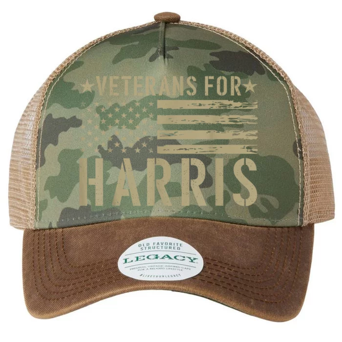 Military Us Flag Vets Kamala Harris Veterans For Harris 2024 Gift Legacy Tie Dye Trucker Hat