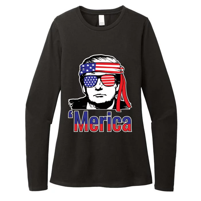 Merica Usa Flag Of President Trump Design Great Gift Womens CVC Long Sleeve Shirt