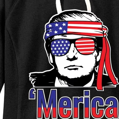 Merica Usa Flag Of President Trump Design Great Gift Women's Fleece Hoodie