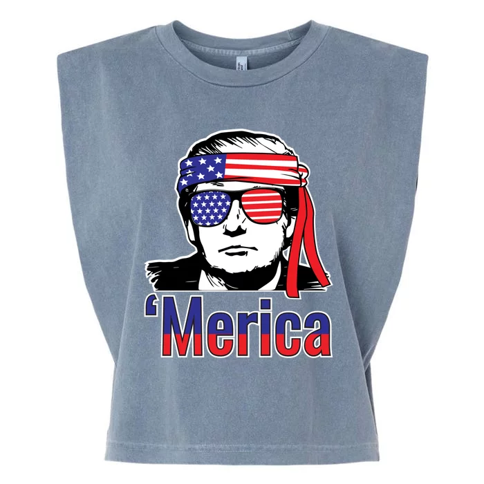 Merica Usa Flag Of President Trump Design Great Gift Garment-Dyed Women's Muscle Tee